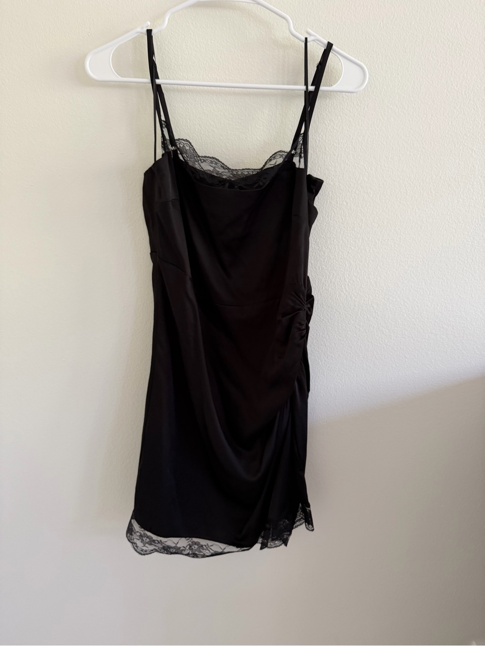 Anthropologie Black Lace-Trim Slip Dress